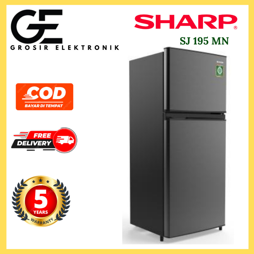 RS Kulkas 2 Pintu SHARP SJ 195 MN HS 200 Liter Low Watt Tanpa Bunga Es