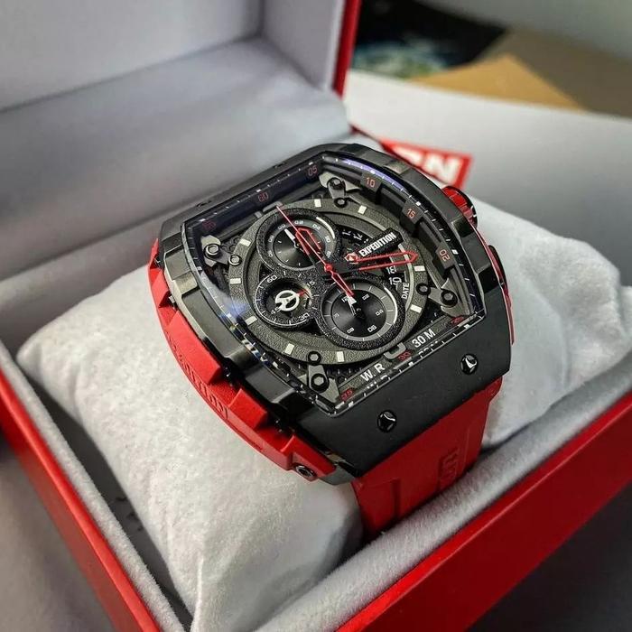 Jam Tangan Pria Expedition Original E6782 Red List Black