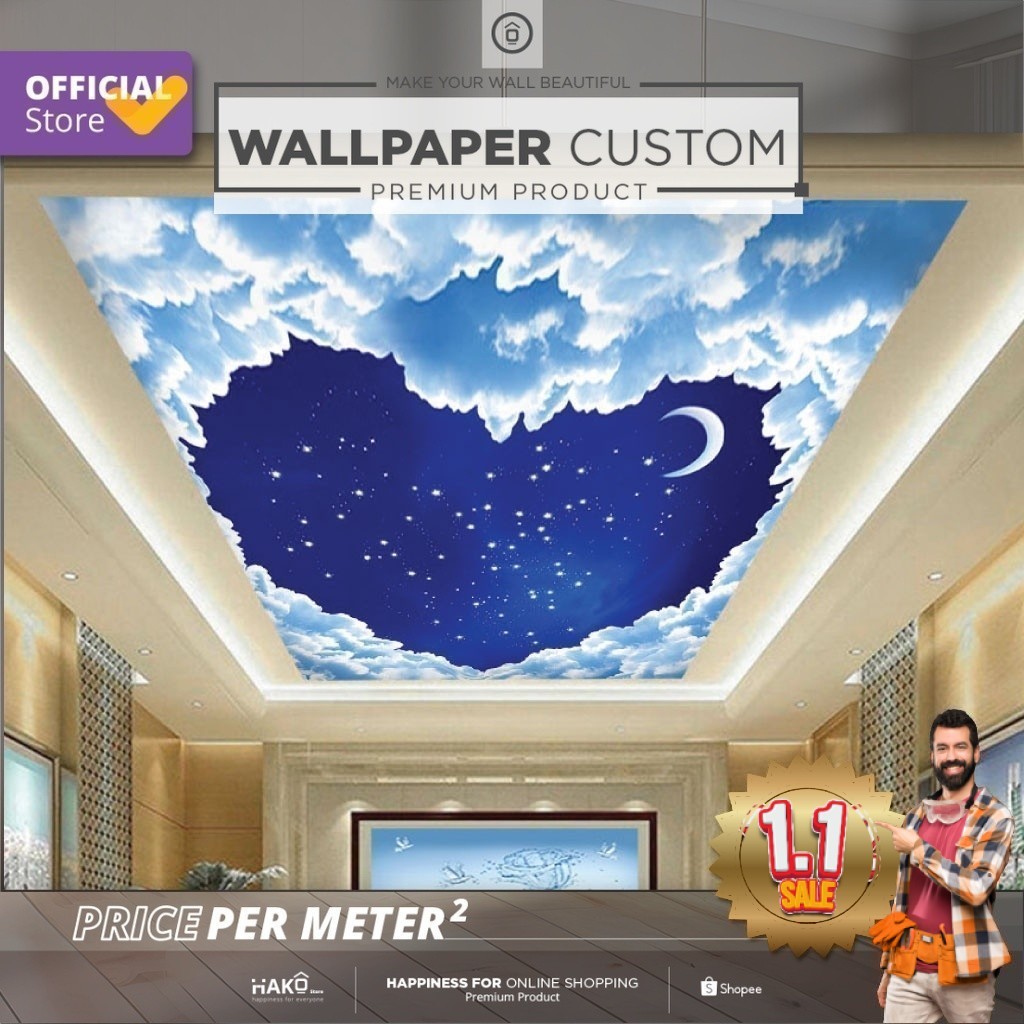 Sticker Plafon Custom Ruang Tamu | Gambar Langit dan Luar Angkasa 1.3 | Plafon | Wall Sticker | Wall