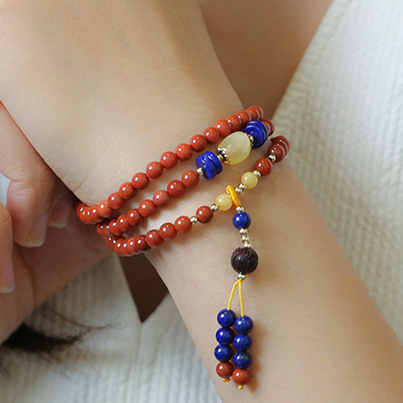 Gelang batu akik Nanhong full daging alami, perhiasan lilin lebah lapis lazuli 4.5-5 mm lingkar tang