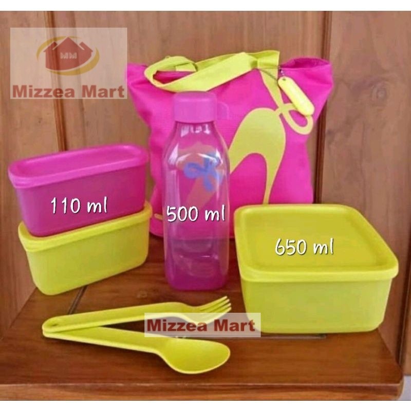 Revella pink fiesta Tupperware bekal set pink lunch set