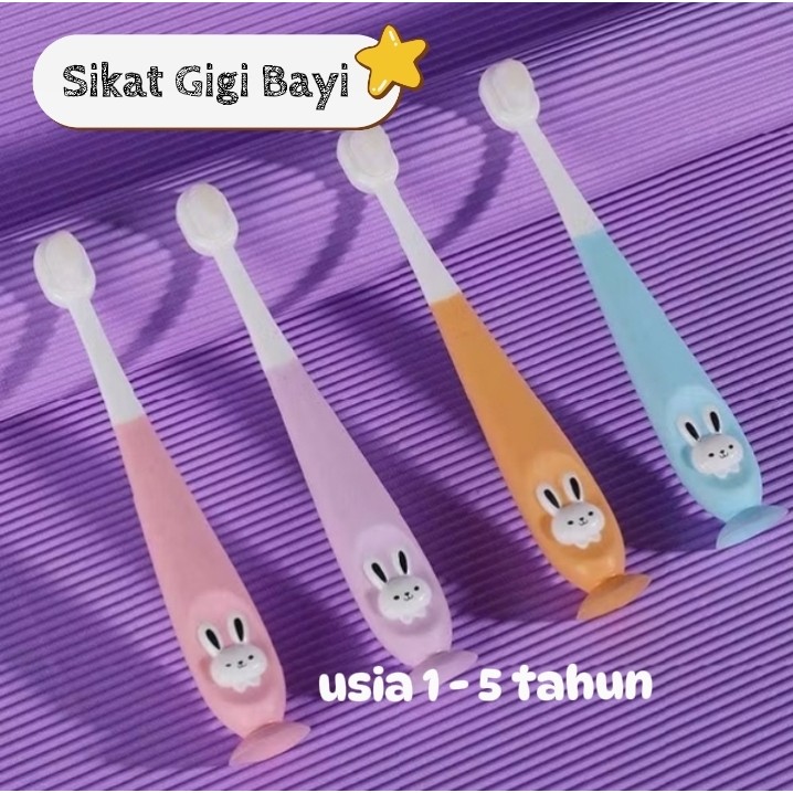 Sikat Gigi Bayi Plus Wadahnya Untuk Usia 1 - 5 Tahun Bulu Sikat Lembut & Halus