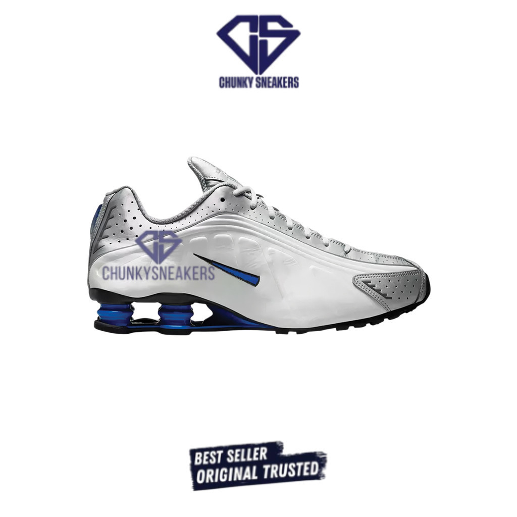 Sepatu Nike Shox R4 White Silver Blue 100% Original BNIB