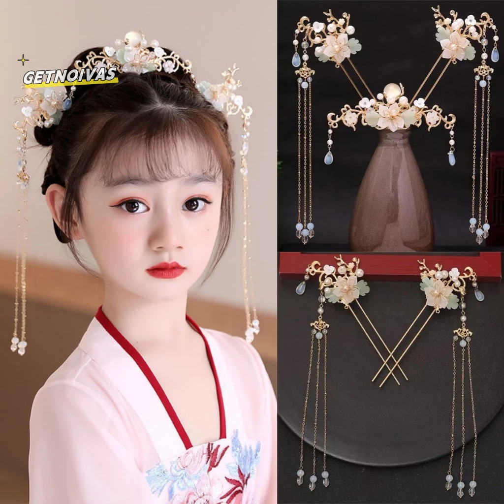 Cina Hanfu Headwear Rumbai Gaya Kuno Aksesoris Rambut Set Kuno Fashion Aksesoris untuk Wanita