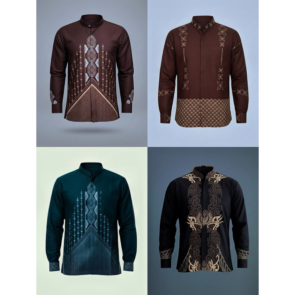 Baju Koko Slimfit  | Lengan Panjang Berlapis Furing | Motif Batik