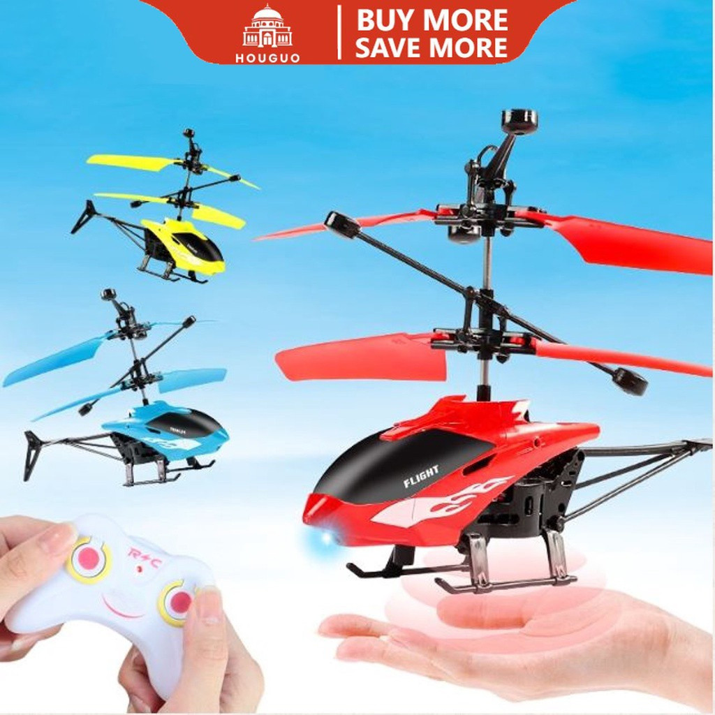 HOUGUO Besar LED Helikopter RC Mainan Anak Mainan Pesawat Hadiah Ulang Tahun Remote Control Helikopt