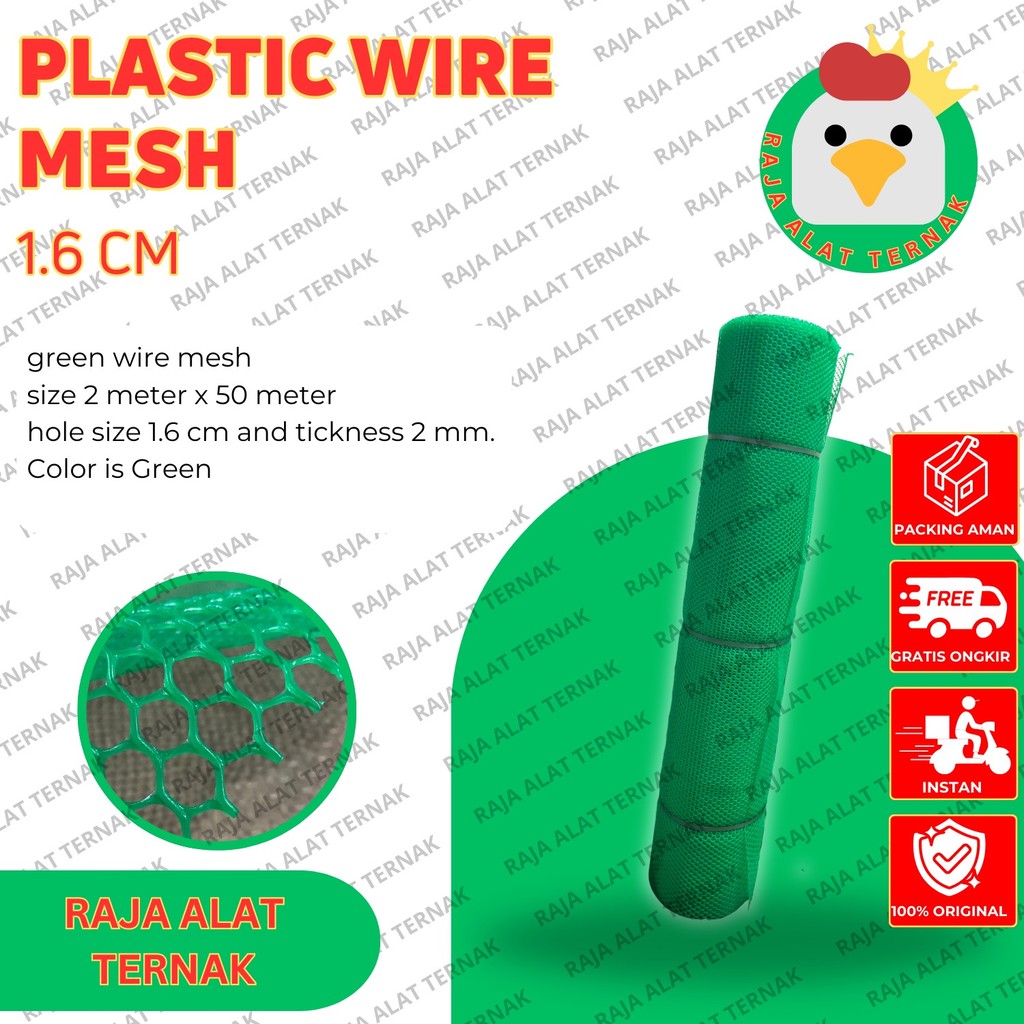 Raja Ternak Plastik Wire Mesh Net Plastik Mesh tebal 2mm jarak lubang 1,6cm Slat Roll HDPE Hiasan Pa