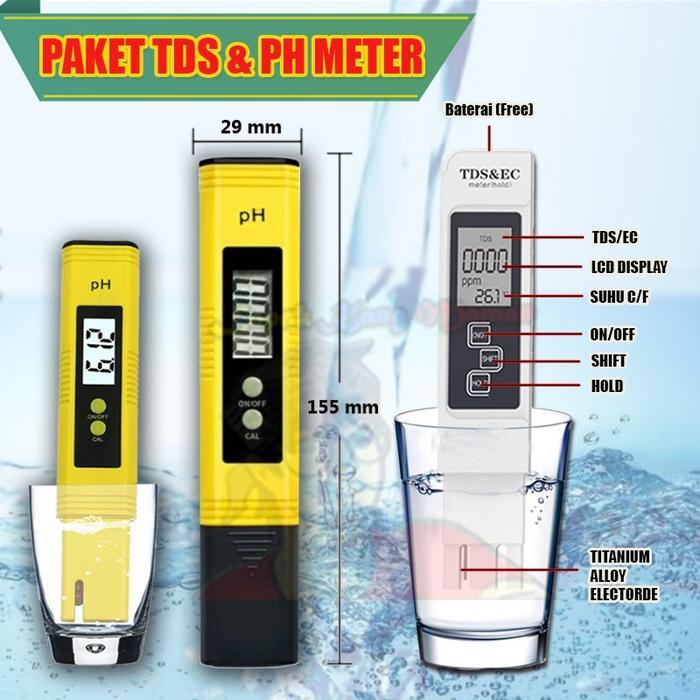 Hot Produk Alat Ukur Hidroponik Kualitas Air Aquarium PH Meter TDS EC Meter dengan Fungsi Hold & Aut