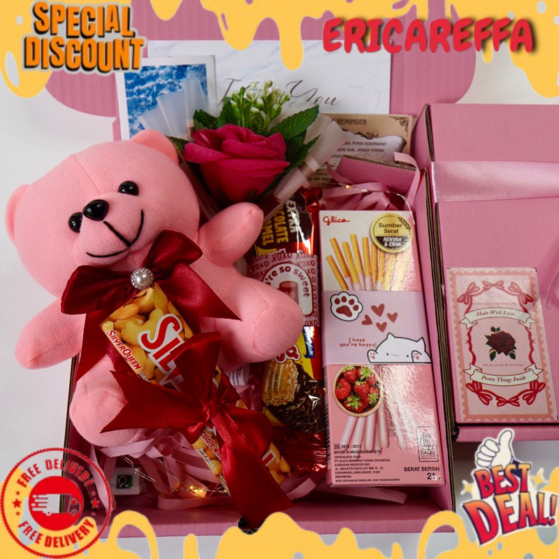 Premium Valentine Hampers Snack Box Giftbox Kado Pink Series Kado Valentine Kado Ulang Tahun Wisuda 