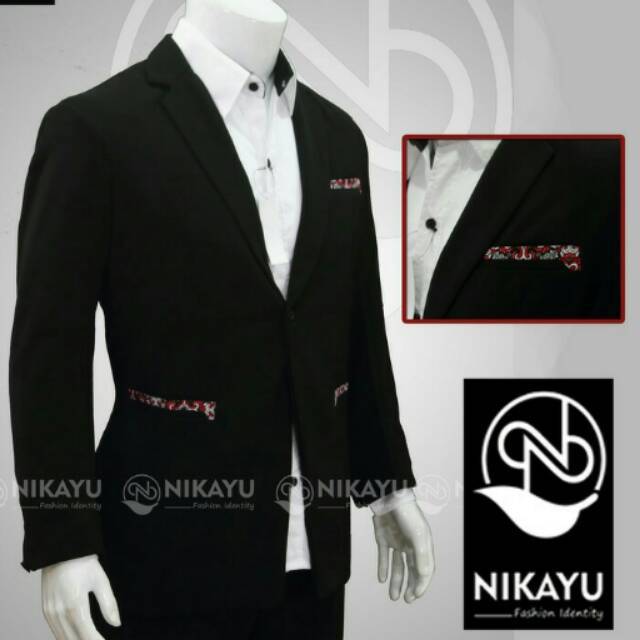 Blazer Batik Etnic Kombinasi-jas pria kantor slimfit 2017