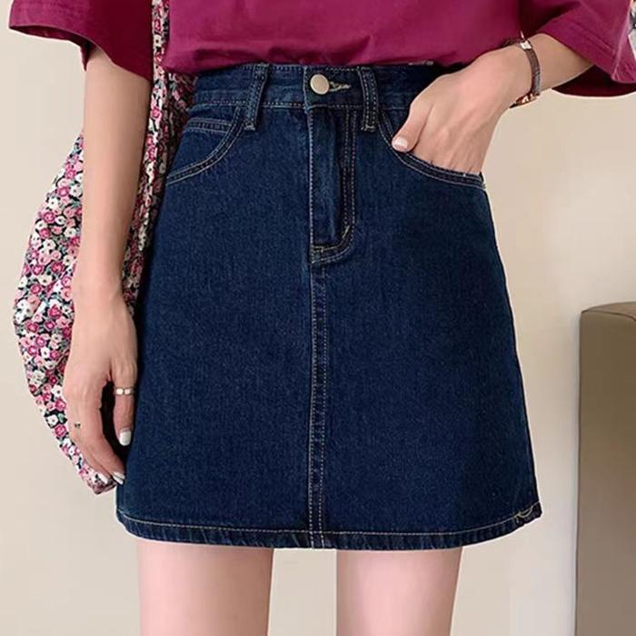 Rok denim  | Summer Skirt A Line Highwaist Casual Premium - Jeans Denim White - Biru, M
