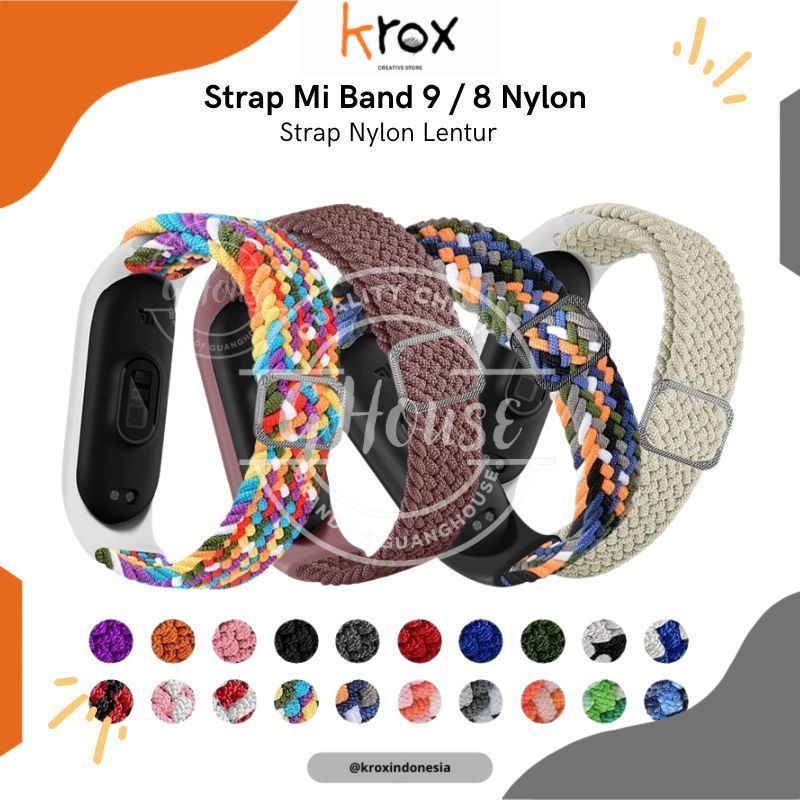 Nylon Strap Mi Band 10 / Mi Band 9 Canvas Tali Xiaomi Smart Band 9 Strap Bahan Nylon Mi Band 8 Mi Ba