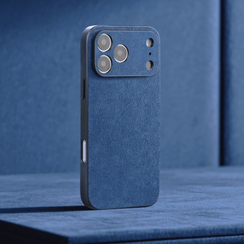 Lensa Lubang Presis Alcantara Phone Case untuk iPhone 17 Pro Max Air 16 Pro 15 14 Plus 13 12 Mini 11