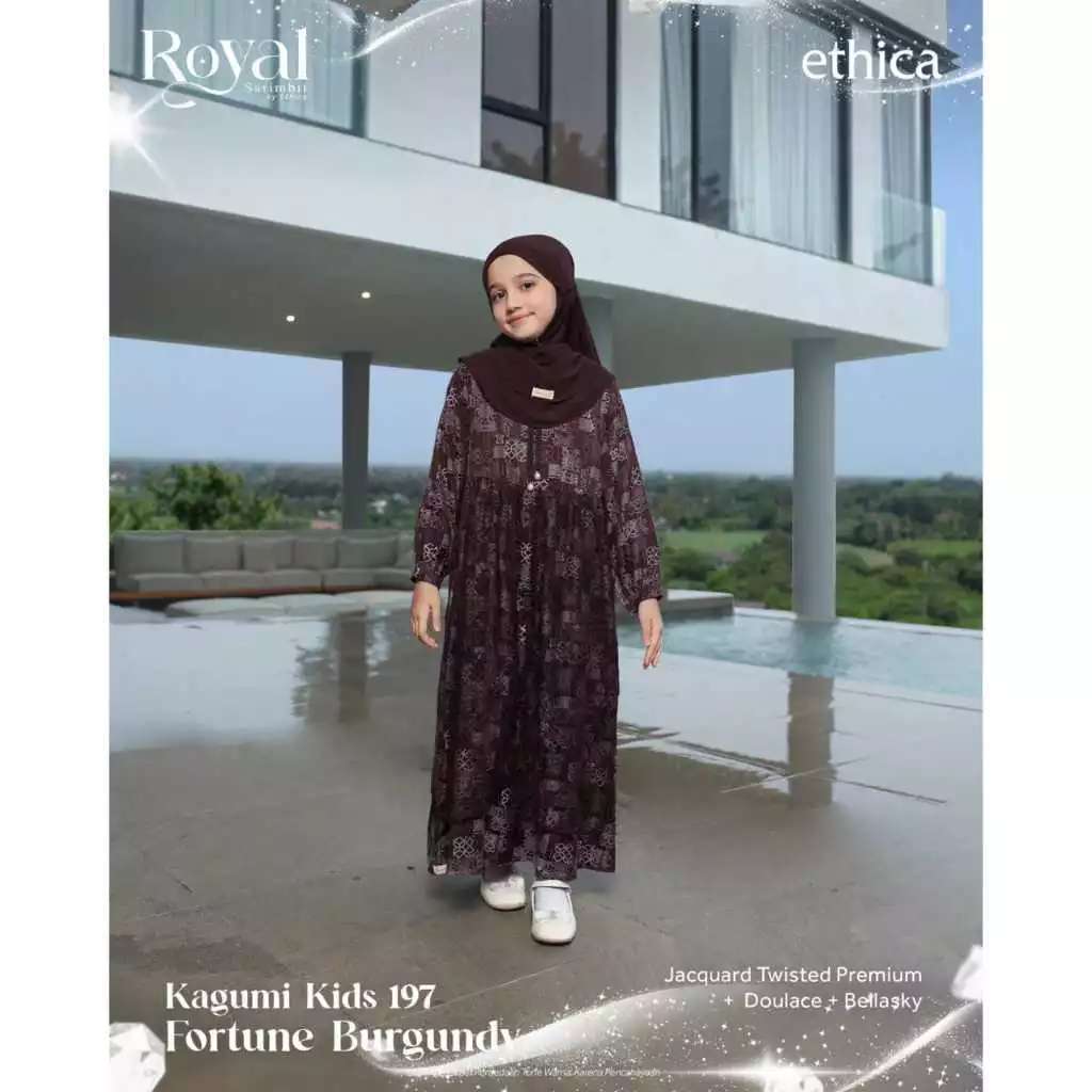 ETHICA GAMIS ANAK KAGUMI KIDS 197 FORTUNE BURGUNDY