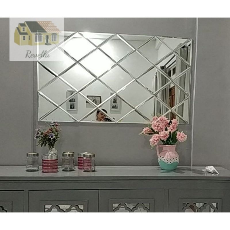 Medan kaca cermin Bevel - cermin hiasan dinding - cermin dinding