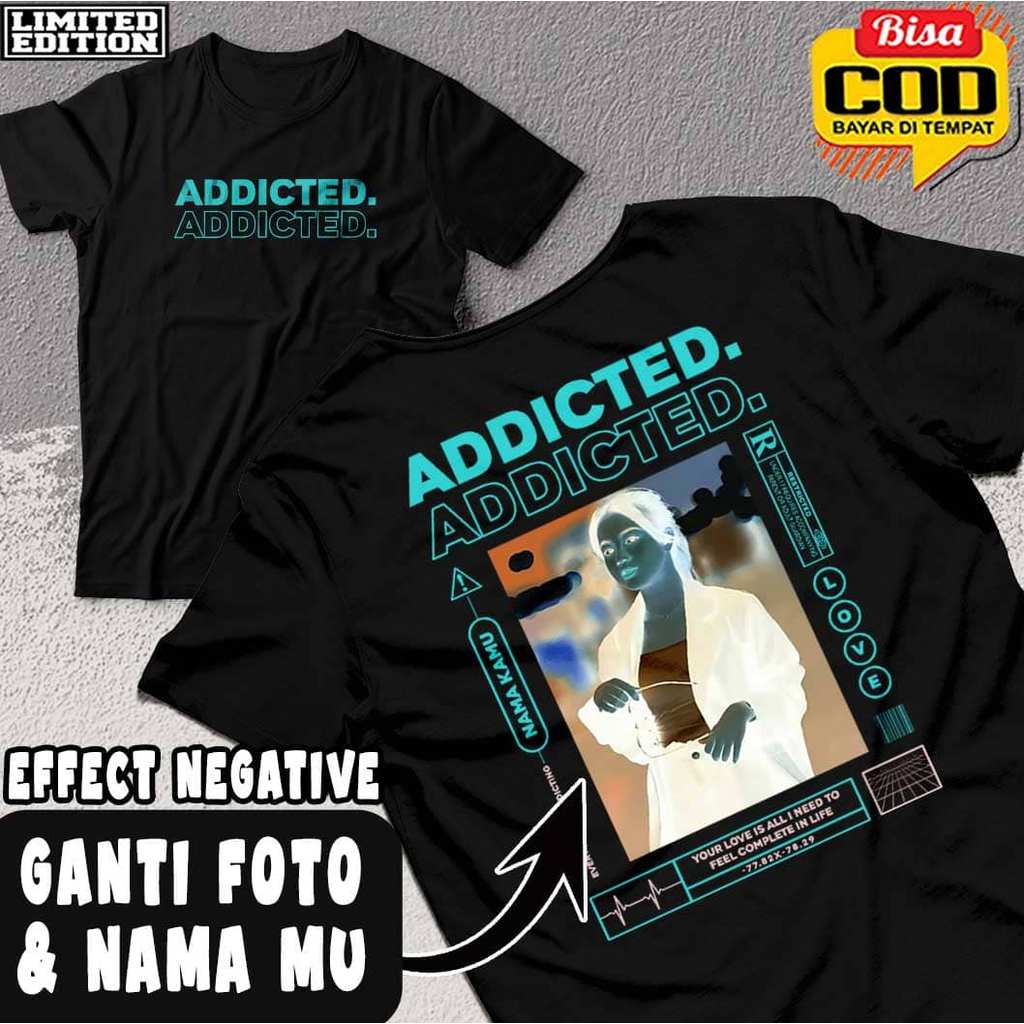 KAOS COUPLE BUCIN TERBARU CUSTOM FREE DESAIN SEHARI JADI EFEK NEGATIF TERBARU BISA COD GANTI FOTO SE