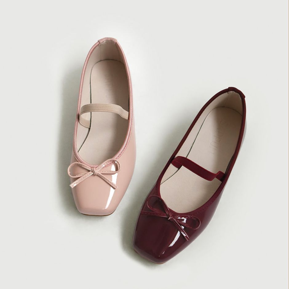 SAPPUN Erino Enamel Ribbon Maryjane Flats (1cm) - Flat Shoes Wanita