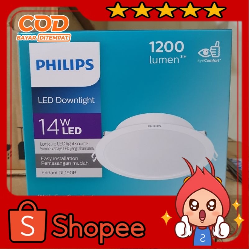 Downlight Philips Eridani 14W 14Watt 6inchi DL190B LED11 D150 3000K 4000K 6500K