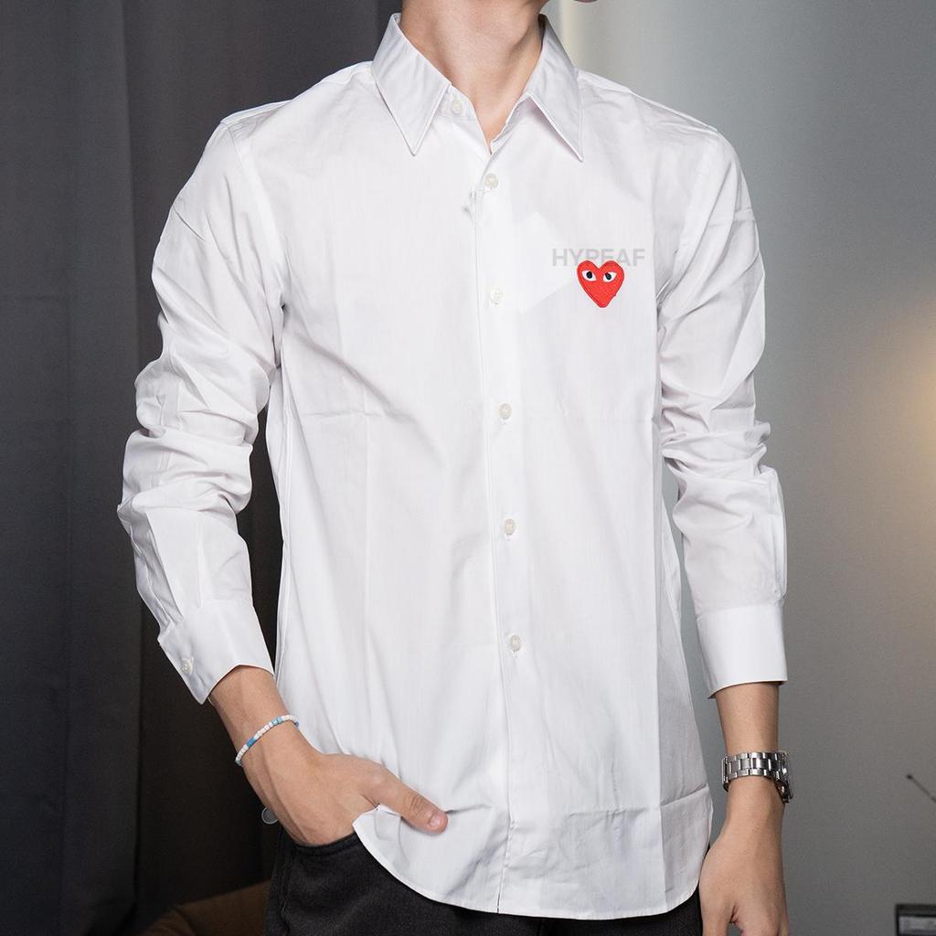 CDG Comme des Garcons PLAY Play Red Emblem Long Sleeve Shirt Kemeja Lengan Panjang Original