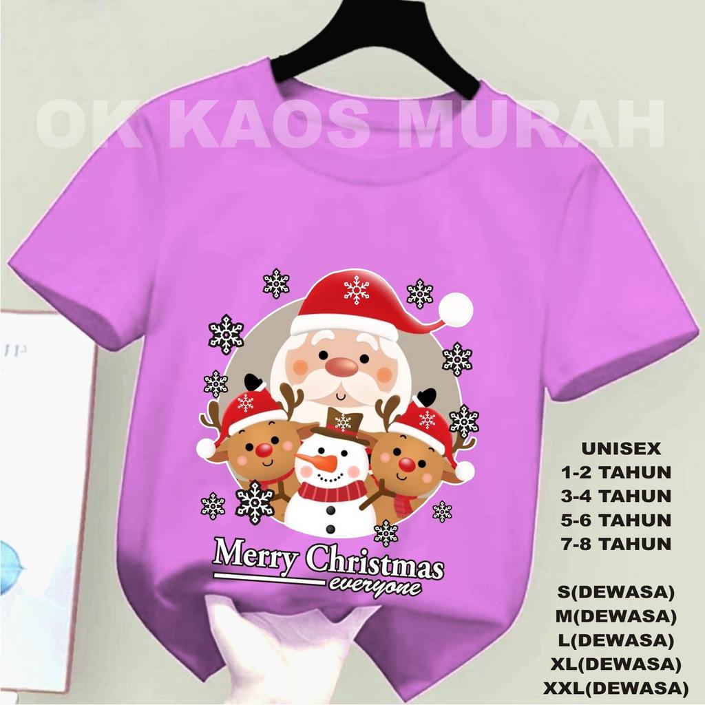 KAOS NATAL WARNA UNGU WARNA LILAC BERBAGAI GAMBAR KAOS NATAL ANAK KAOS DEWASA