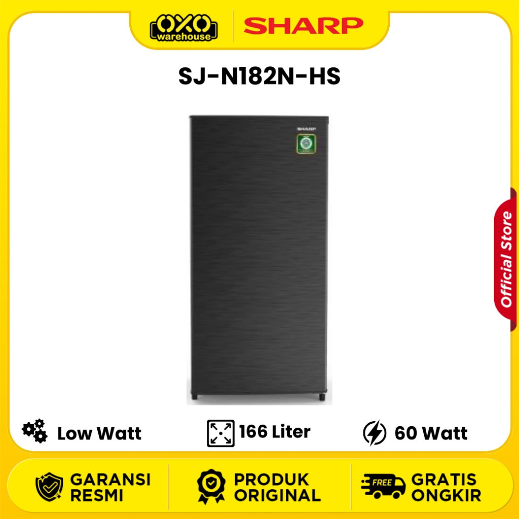 SS Sharp Kulkas SJ-N182N-HS 1 Pintu Kapasitas 166 Liter Hemat Lostrik  Garansi Resmi JURAGAN