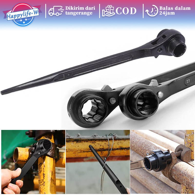 Kunci Ring Rachet Skafolding 19 X 24mm Double Rachet Ring Kunci Pas Ring Torsi Torque Kombinasi Cons