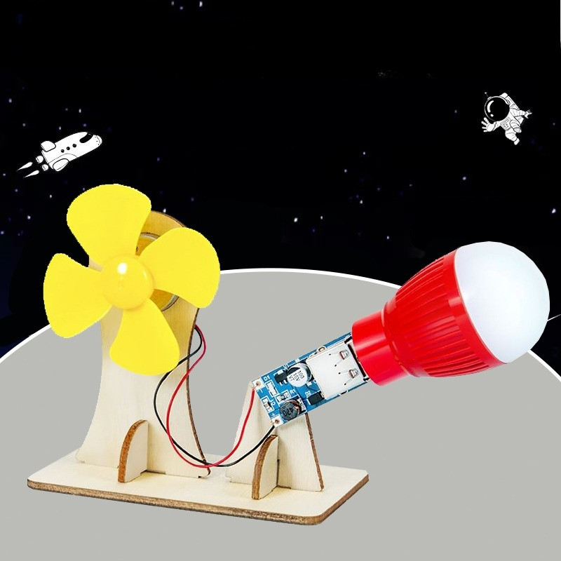 Mainan Wind Turbine Generator DIY Edukasi Generator Bohlam Kayu Mainan Generator Science Toys