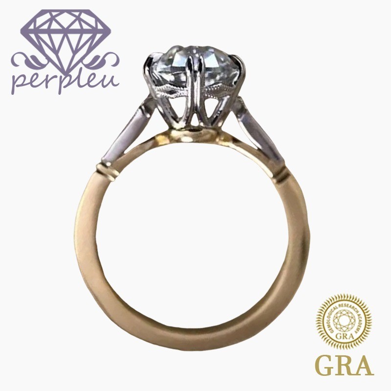 Sertifikat GRA Gratis Cincin Berlian 18K Wanita Desain Dua Warna Moissanite 3 Karat