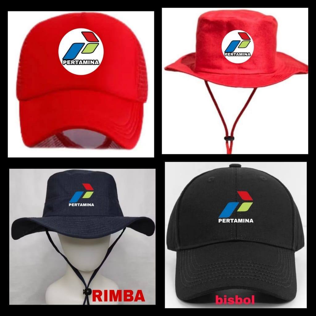BISA COD TOPI MOTIF PERTAMINA DEWASA PRIA WANITA / TOPI PERUSAHAAN DAN INSTANSI / READY MAKASSAR