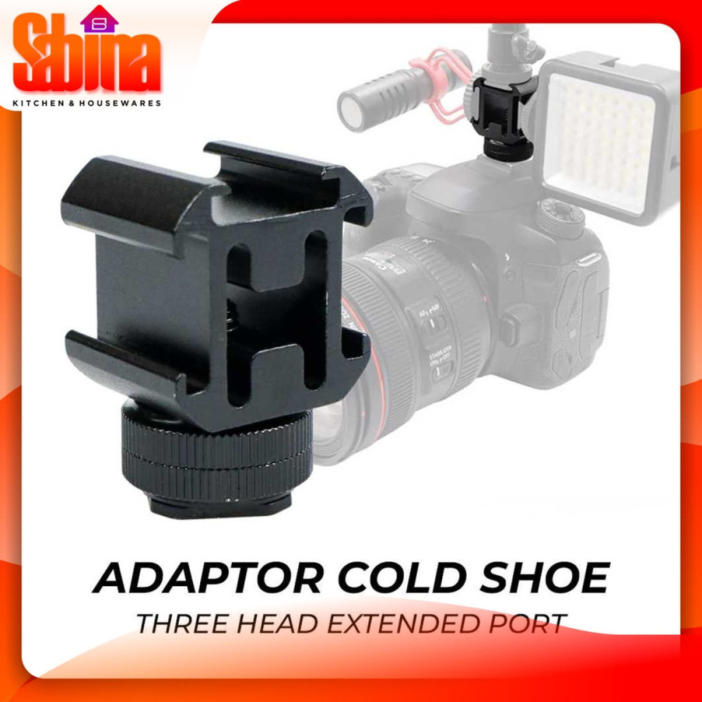 Adapter Flash Kamera Camera Mount Hot Shoe Three Head Extend Port