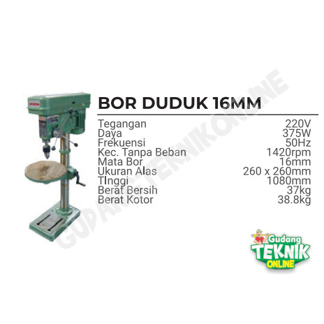 Mesin Bor Duduk 16mm MODERN ZJQ4116 / Mesin Bor Duduk Listrik Kayu Besi 16 mm MODERN ZJQ 4116