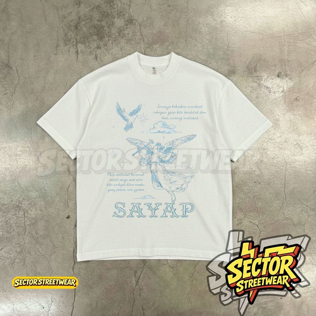 SECTOR STREETWEAR REART SAYAP PATUNG MALAIKAT BERSAMA BURUNG Kaos New Regular Fit 100% Cotton Combed