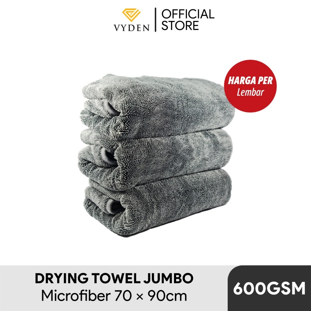 Lap Pengering Cuci Mobil VYDEN Drying Towel Twisted Loop Premium Korean Microfiber 650GSM Water Magn