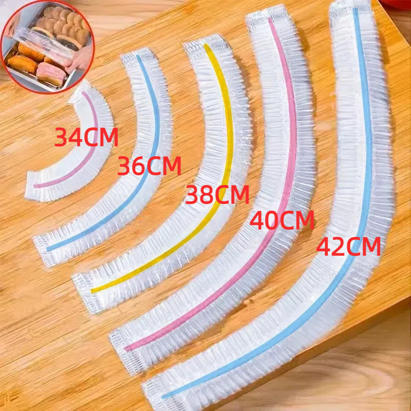 Colorful sposable Food Cover Dust Food Grade Fresh Lids Elastic Plastic Wrap Shower Cap Fruit Food C