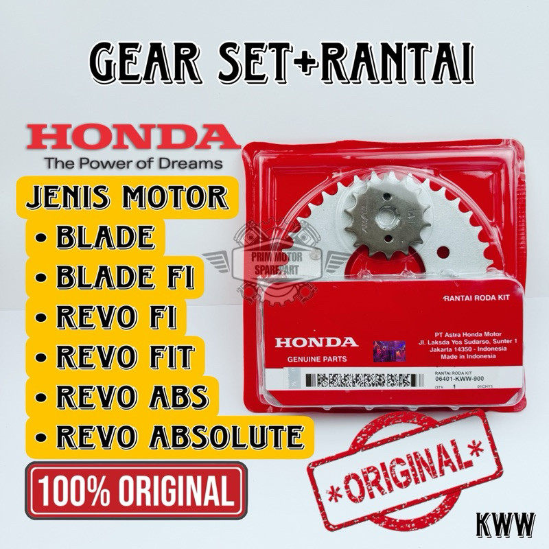 GEAR SET ORIGINAL+RANTAI REVO FIT, BLADE FI, BLADE, REVO FI, REVO ABS, REBO ABSOLUTE KUALITAS 100% O