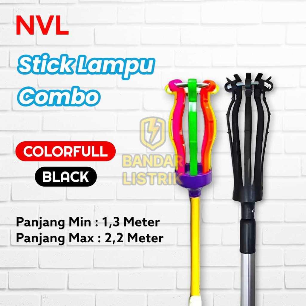 NVL Tongkat / Stick / Stik / Galah Pengganti Bohlam Lampu 2.2M Ring Spiral Telescopic Panjang Pendek