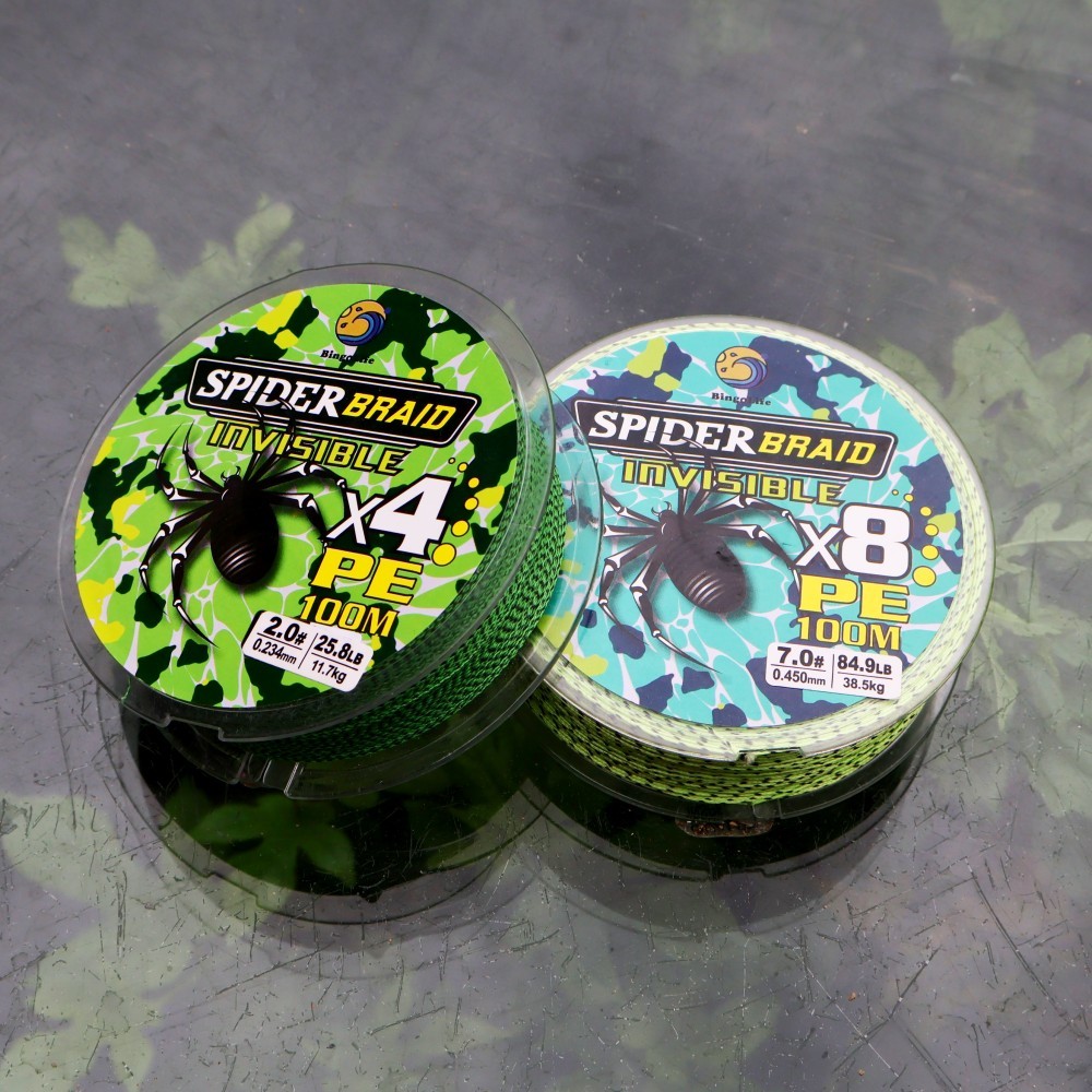 Bingolife Senar Pancing Kepang PE X4 X8 100m Warna Hijau Biru Spotted Kuat 6.8kg~45.9kg untuk Lempar
