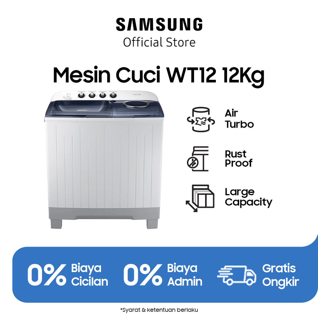PROMO SALE Samsung Mesin Cuci 2 Tabung 12Kg dengan Double Storm Pulsator, Air Turbo Drying Lebih Cep