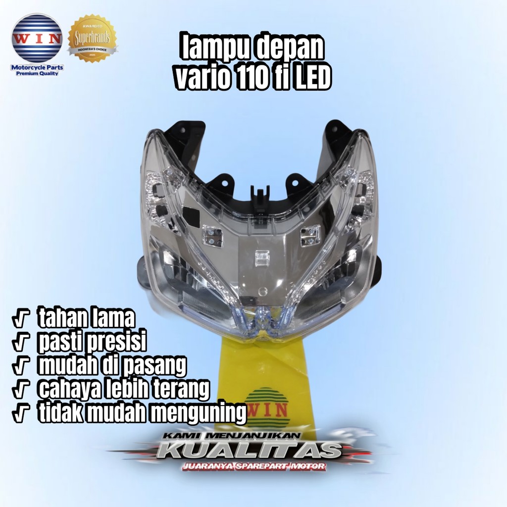 Lampu Depan Vario 110 FI ESP 2012 2013 2014 + LED | reflektor head lamp WIN | headlight senja motor 