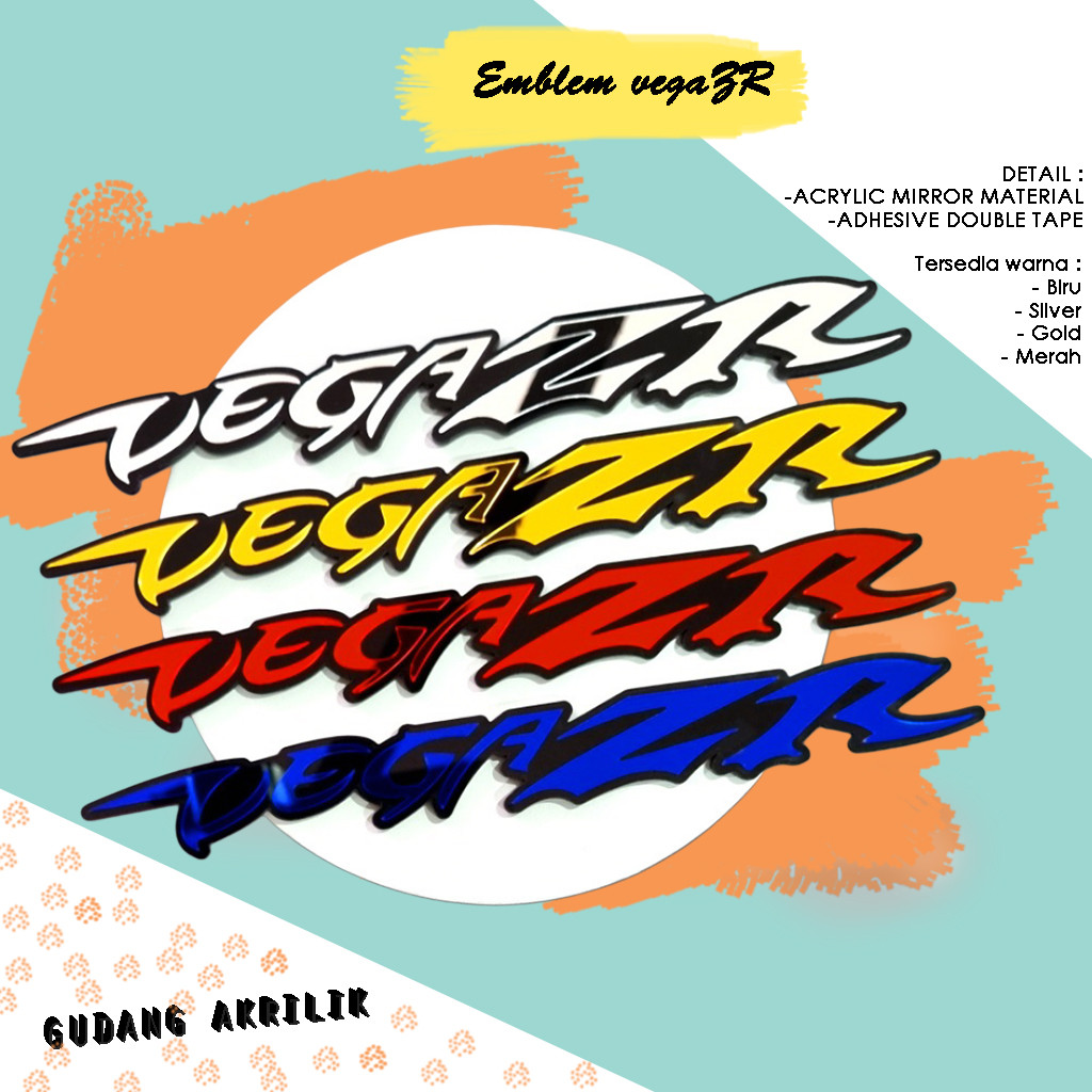 Emblem Vega ZR 2 PCS Logo 3D Timbul Aksesoris Motor Yamaha Vega ZR Sepasang