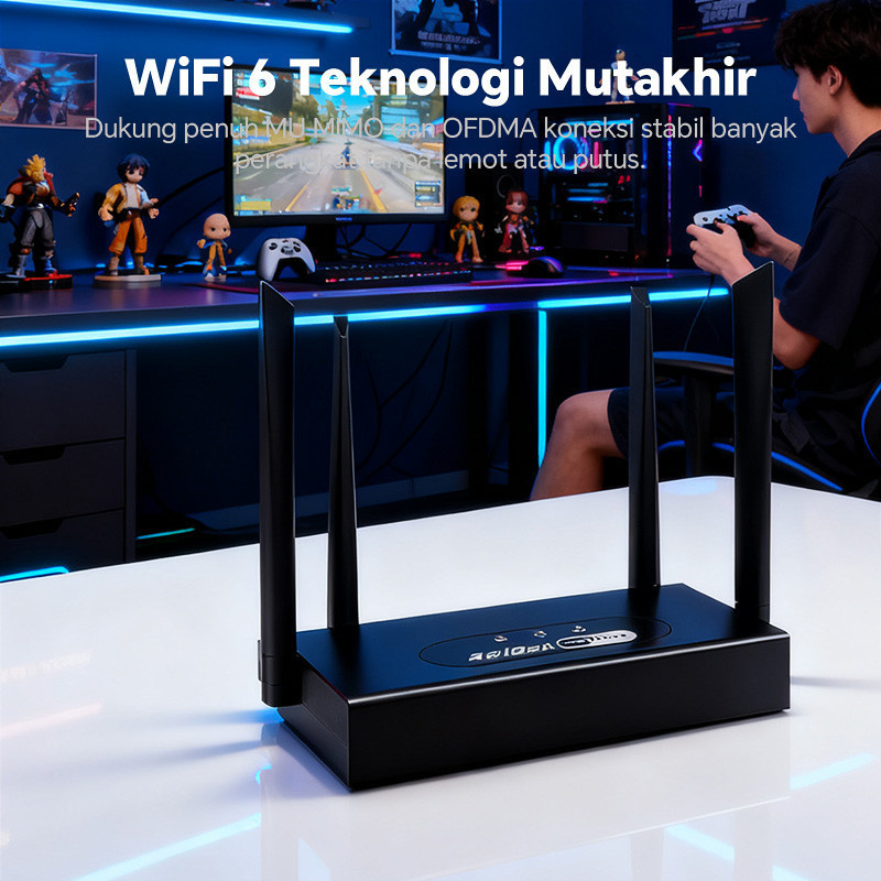 ED122 Wireless Router 4G Wifi 6 CPE Modem Wifi Hotspot Bodi Logam Berkualitas 4 Antena Sinyal Stabil
