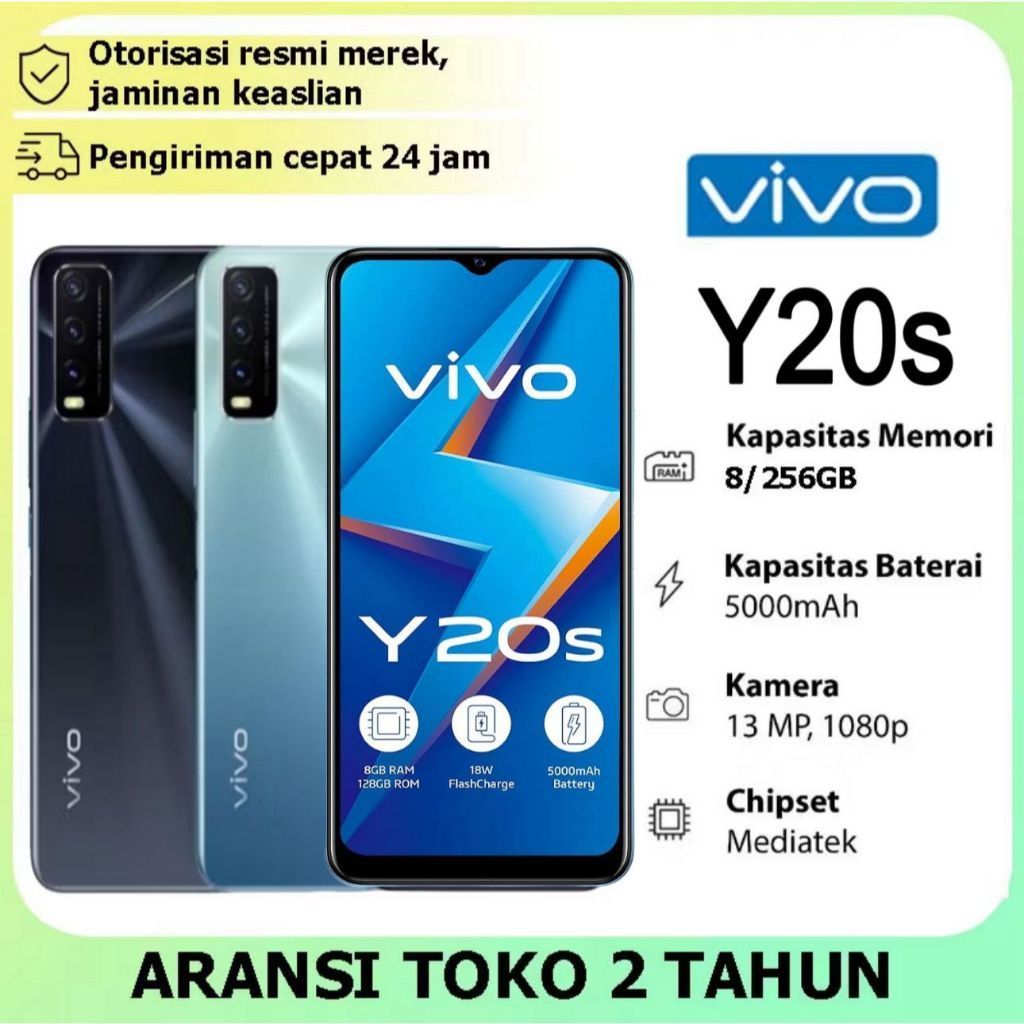 [COD] HANDPHONE VIVO Y20S RAM 8/256GB AI Triple Camera Garansi 1 Tahun