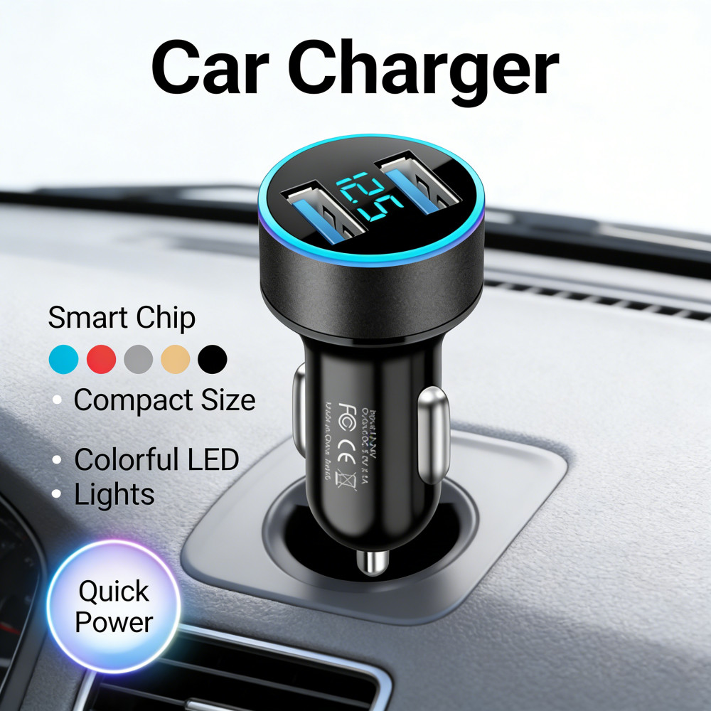Charger Mobil Fast Quick 2 Ports USB Adapter pengisian daya Cepat Charger Mobil Mobil Car
