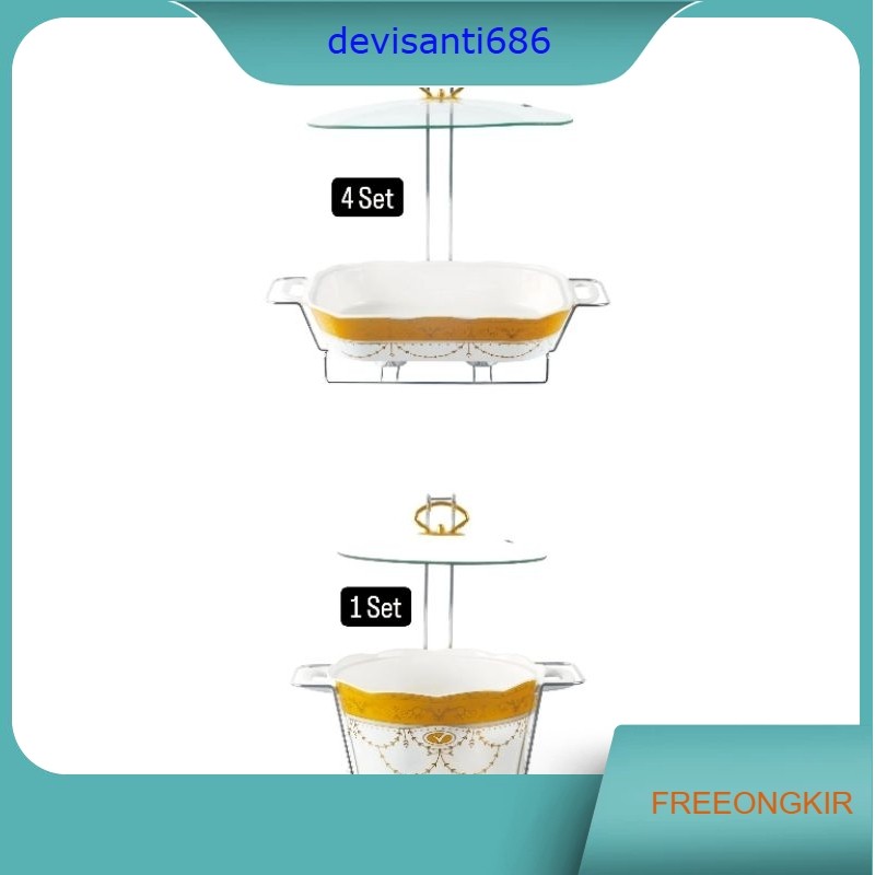 Prasmanan Set Vicenza Tutup Kaca Motif Padi