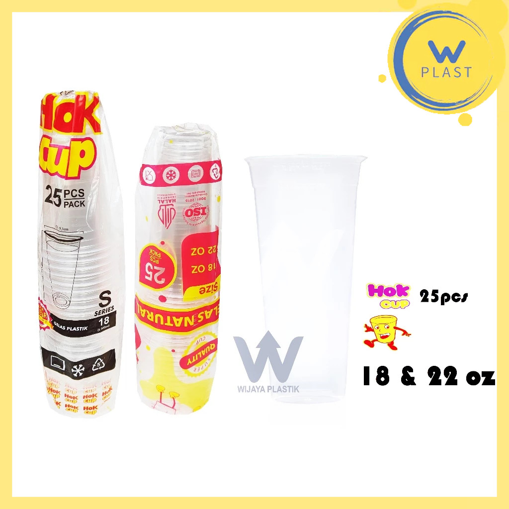 Aneka Gelas Plastik Slim ( 18 22 oz ) [Hok/Tip Top/Merak/TenTen] --- 25 50 pcs @Slop | cup tinggi pl