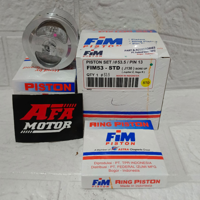 PISTON FIM53 XB BORE UP JUPITER Z VEGA R BEAT SCOOPY KARBU BEAT FI SCOOPY FI BORE UP 53.5 PIN 13