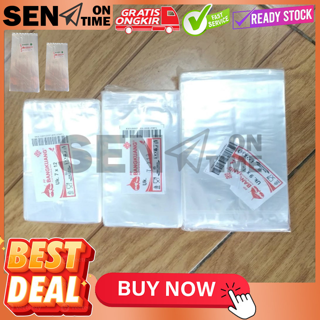 Plastik Kantong Pp Bening Putih Merk Bangkuang Semua Ukuran Lengkap Tebal 0.3 Micron 500gram Laundry