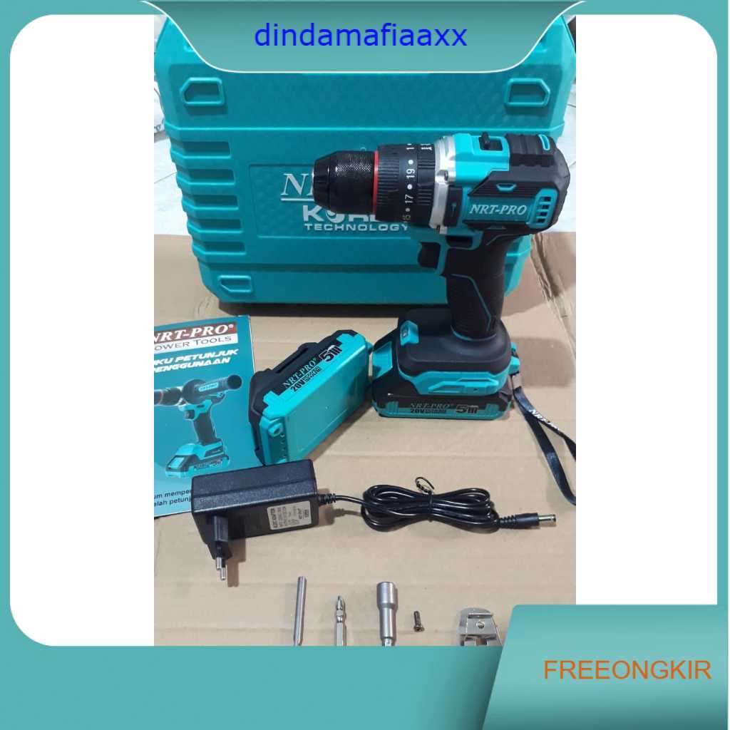 Mesin Bor Cordless NRT Pro DC-740 BRUSHLESS Bor Baterai NRT NEW GEN DC740 20V