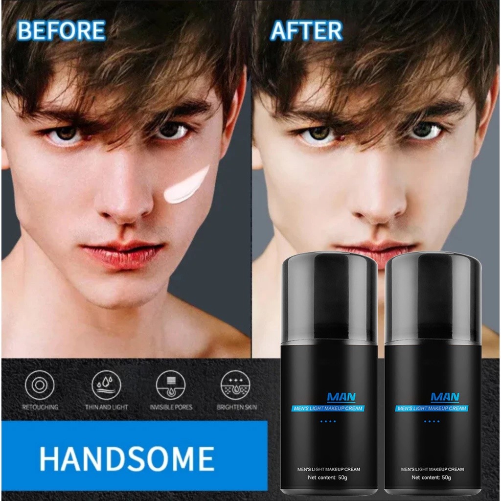 Pelembab wajah Pemutih wajah pria 50g Moisture Concealer Foundation Liquid Alas Bedak Full Coverage 
