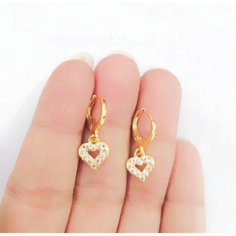 Anting Anak love Perhiasan Imitasi Lapis Emas 18K anti luntur anti karat